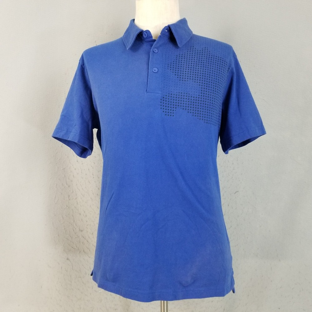 Puma Polo Shirt Mens L Blue Sportlifestyle 828592 Dotted Cat Graphic Cotton